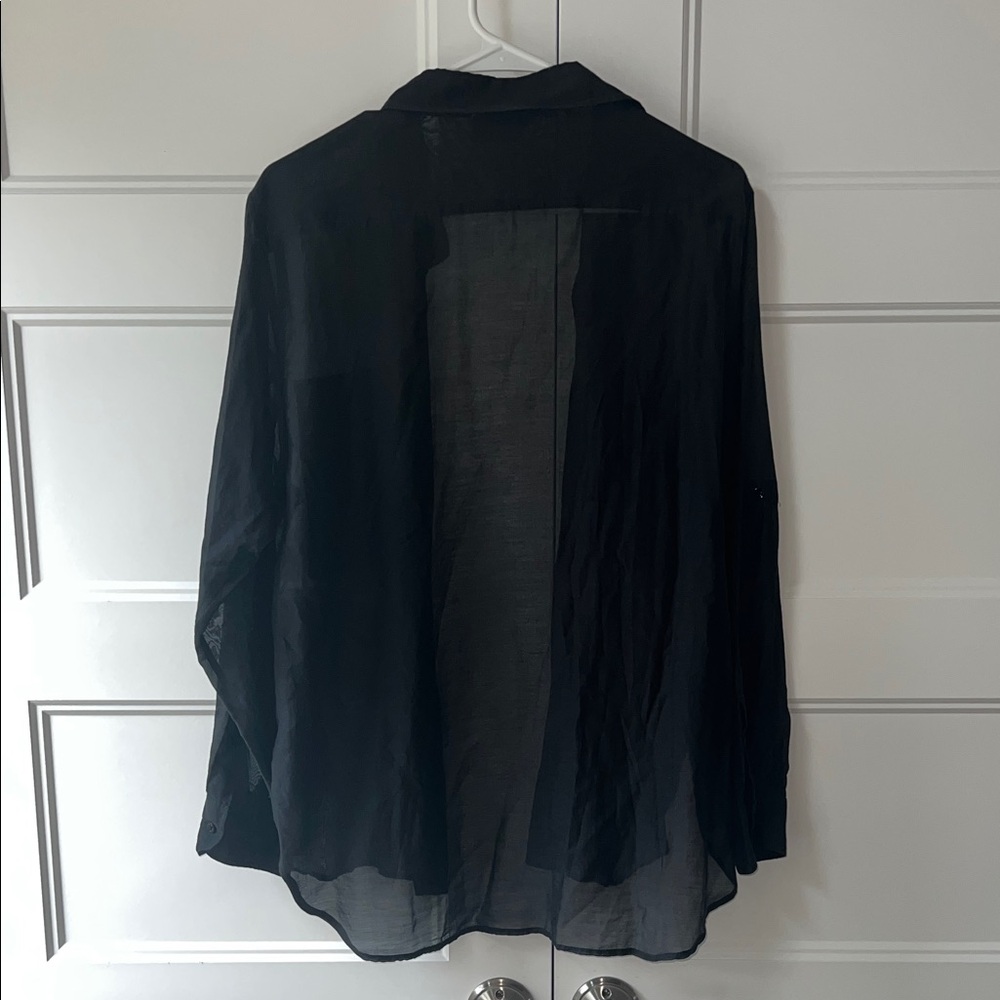 MARELLA Black Sheer Button Down Shirt - Picture 5 of 9